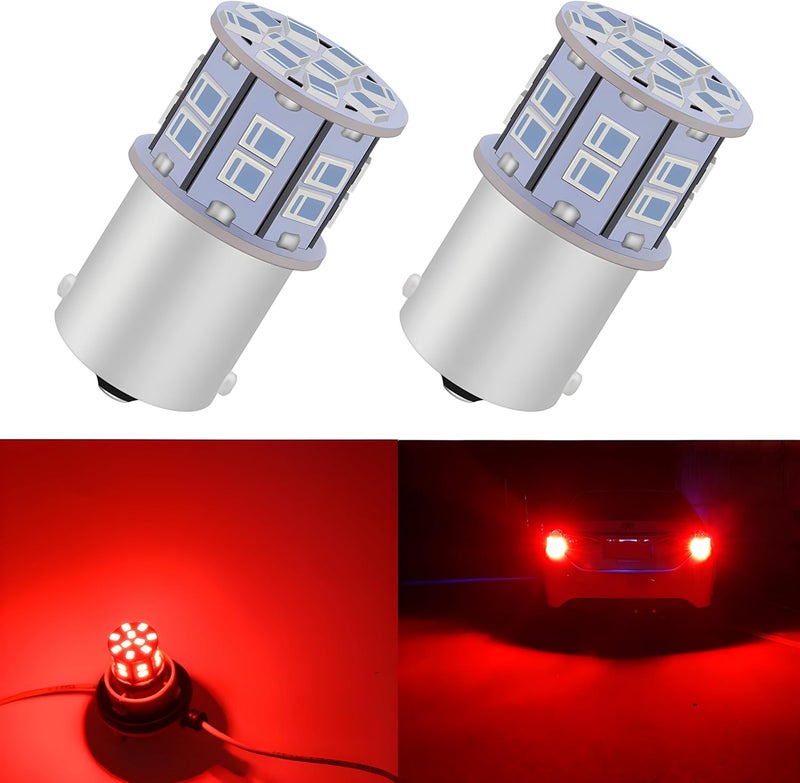 LEDYOTRY لمبة LED 1156 حمراء 12V-24V فائقة السطوع منخفضة الطاقة p21w 7506 1141 BA15S 1003 لمبة LED لمصابيح الفرامل/المؤخرة، مصابيح الوميض، مصابيح الإشارة/مواقف السيارات، عبوة من 2 - Image 1